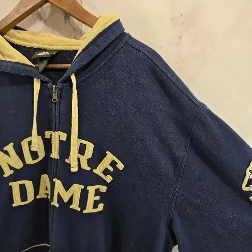 Notre Dame Hoodie Mens XL Blue Full Zip Fighting Irish College Adidas Jacket